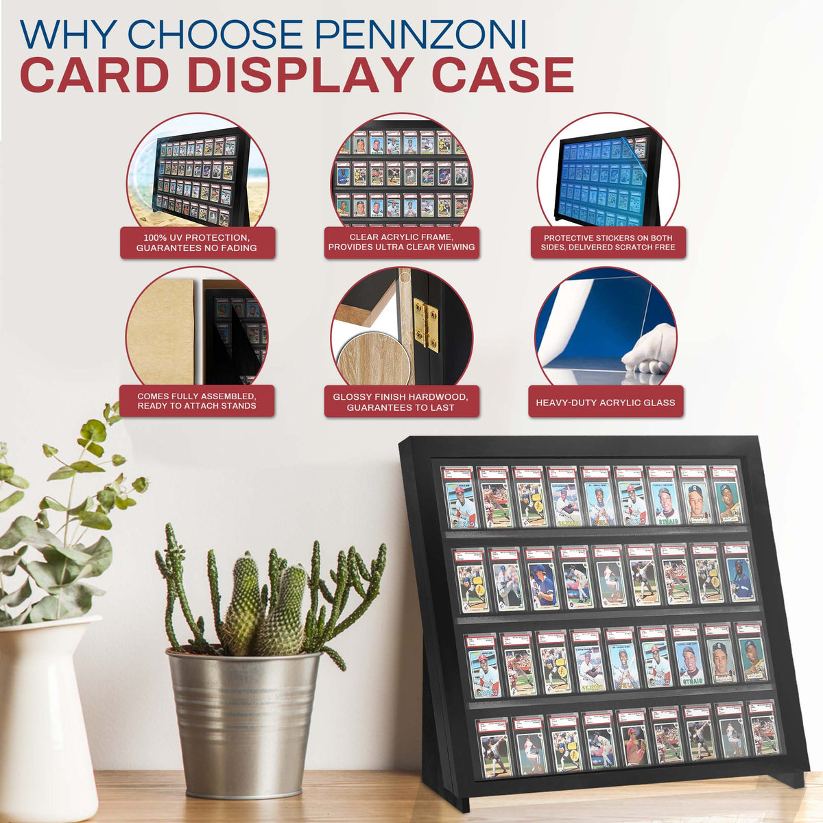 Pennzoni Graded Card Tabletop Display Case with Standing Legs – product image 3